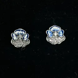 Aretes de flor azul 