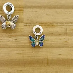 Mariposa Azul Colgante Corazón Dorado