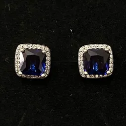 Aretes Piedra Cuadrada azul