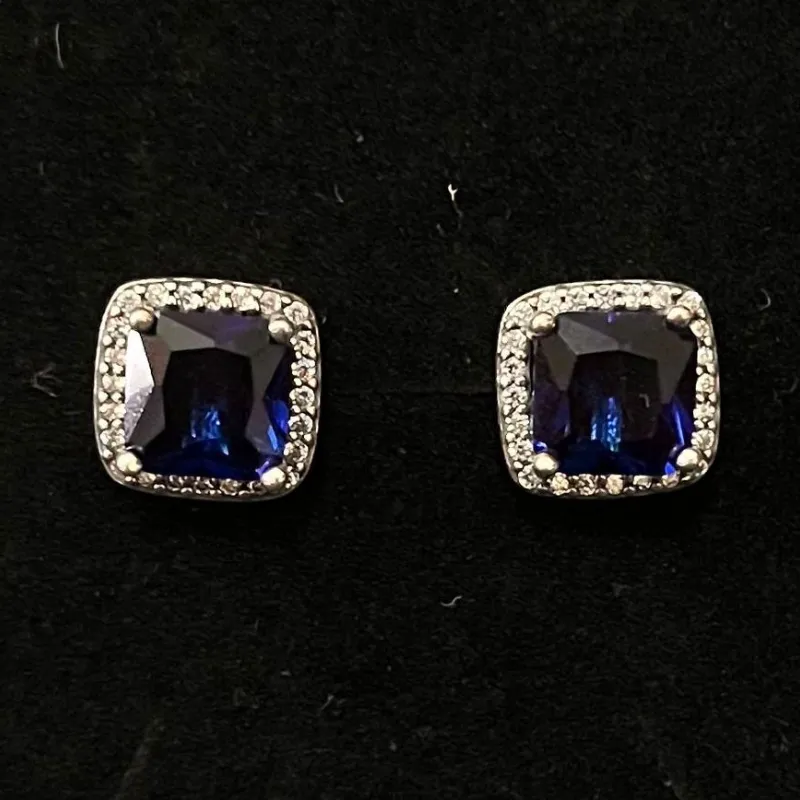 Aretes Piedra Cuadrada azul
