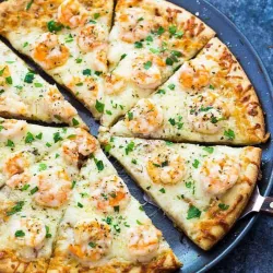 Pizza 🍕 con Camarones ( queso gouda)