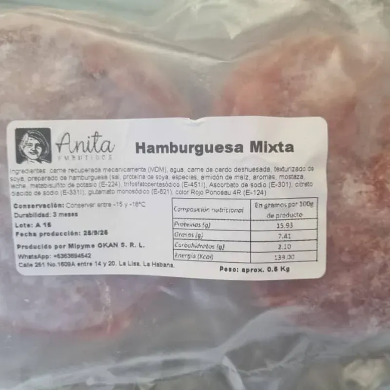 Hamburguesas Mixtas pollo cerdo