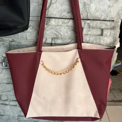 Cartera Grande de Vinil y de Yute