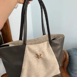 Cartera Grande de Vinil y de Yute