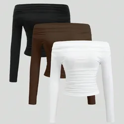 Blusas de hombros descubiertos de manga larga