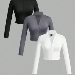 Set de 3 camisetas de manga larga con cuello de tortuga, cremallera y cuello en V