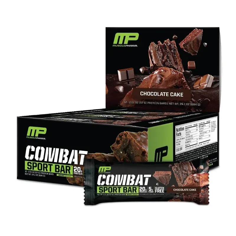 Barra de proteina MUSCLEPHARM sabor pastel de chocolate