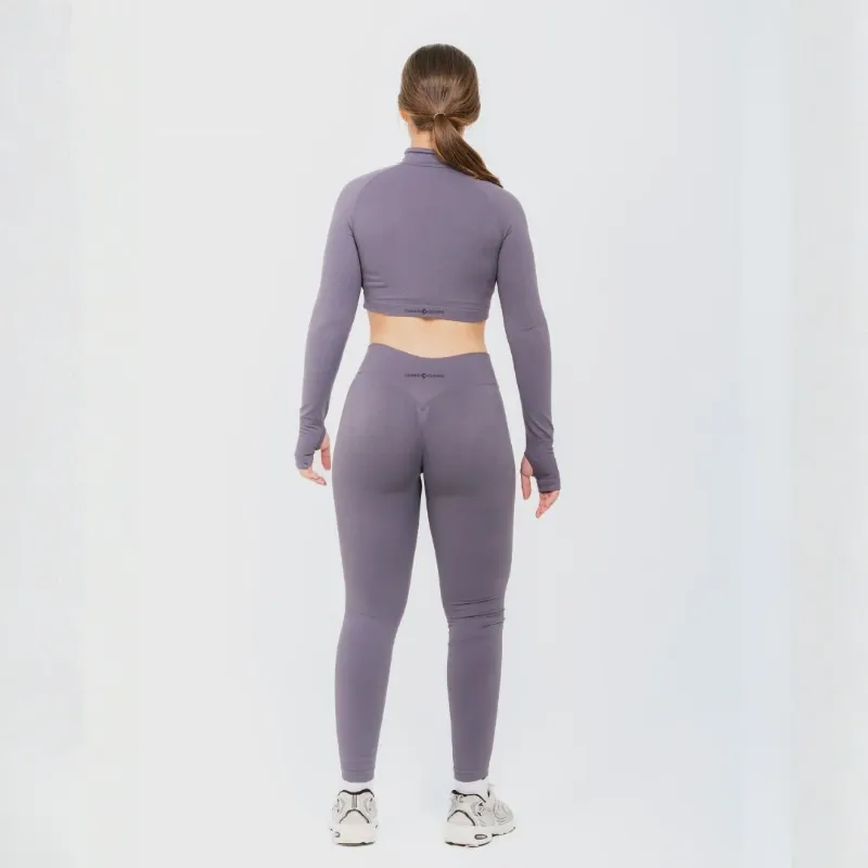 ENGUATADA CROP TOP CON ZIPPER BASIC – GRIS MALVA