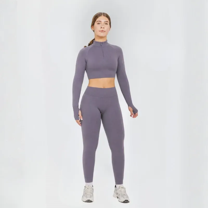 ENGUATADA CROP TOP CON ZIPPER BASIC – GRIS MALVA L