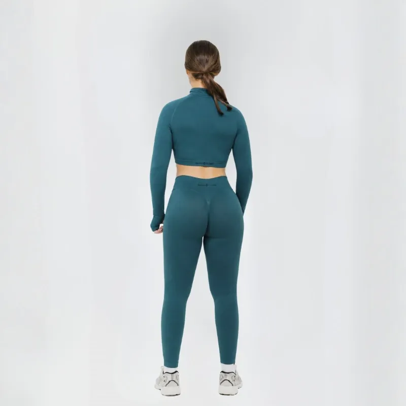 ENGUATADA CROP TOP CON ZIPPER BASIC – VERDE OSCURO