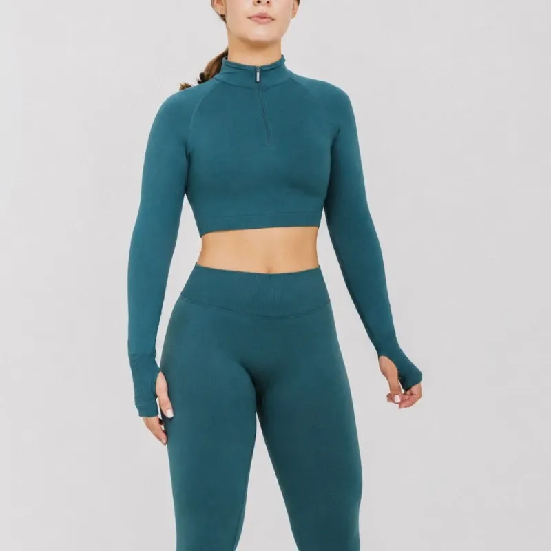 ENGUATADA CROP TOP CON ZIPPER BASIC – VERDE OSCURO