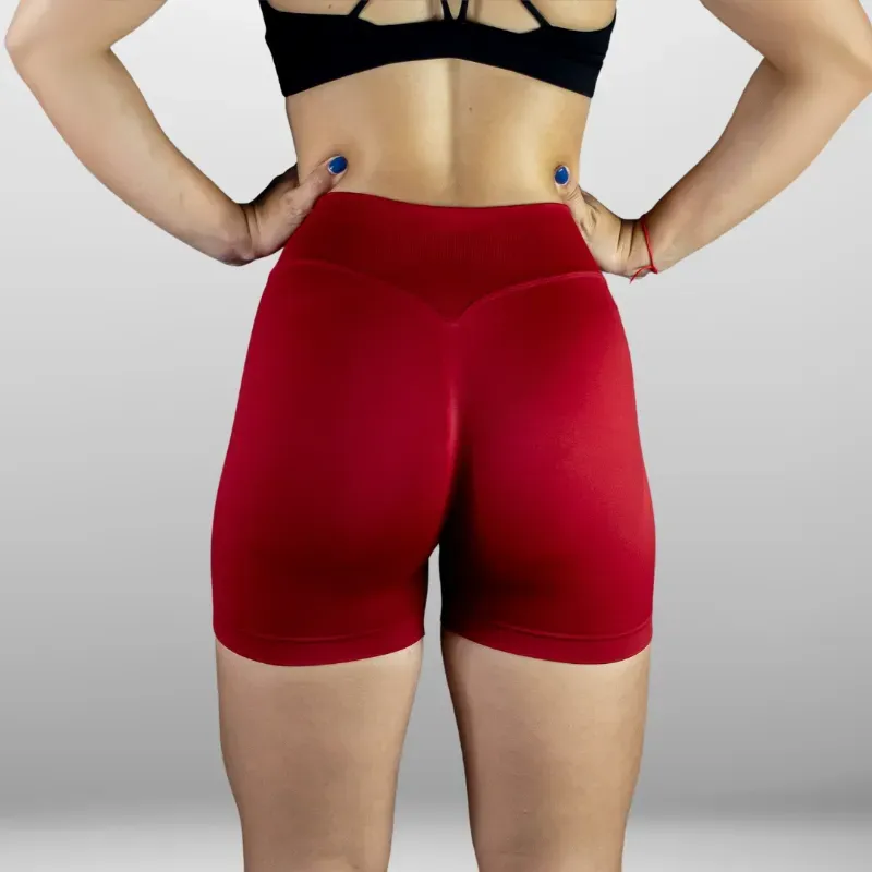 Licra Corta Push Up con Costura en V de la Platinum Line rojo