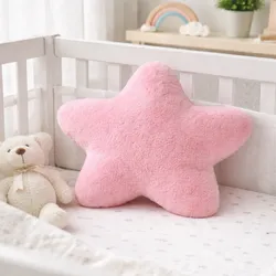 Almohada de Peluche para Cuna de Bebe forma de Estrella Rosa.