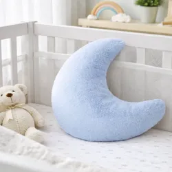 Almohada de Peluche para Cuna de Bebe forma de Luna Azul.