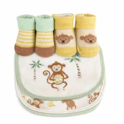 Babero con Medias de Monito