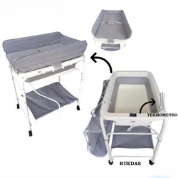 Bañera Cambiador Plegable con Soporte de Metal
