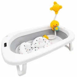 Bañera Plegable con Sensor de Temperatura, Malla y Ducha para Bebe