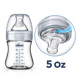 Biberón Chicco para Bebé, Interior de Vidrio, Exterior Tecnología Invici-Glass, Etapa 1 Flujo Lento BPA Free 5oz