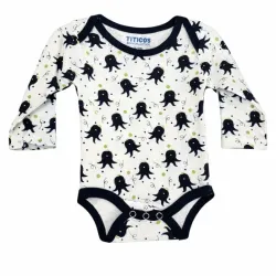 Body Infantil de Manga Larga con Pulpos Color Negro