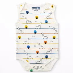 Body sin Mangas Blanco con Estampado Dinosaurios para Bebé