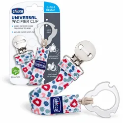 Cadena Chicco para Tetes, Mordedores y Juguetes Pequeños con Clip y Anillo de Fijación Suave