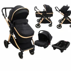 Coche con Cesta y Asiento para Auto Negro
