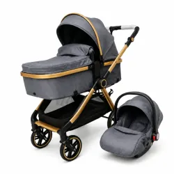 Coche Cuna con Cesta Gris