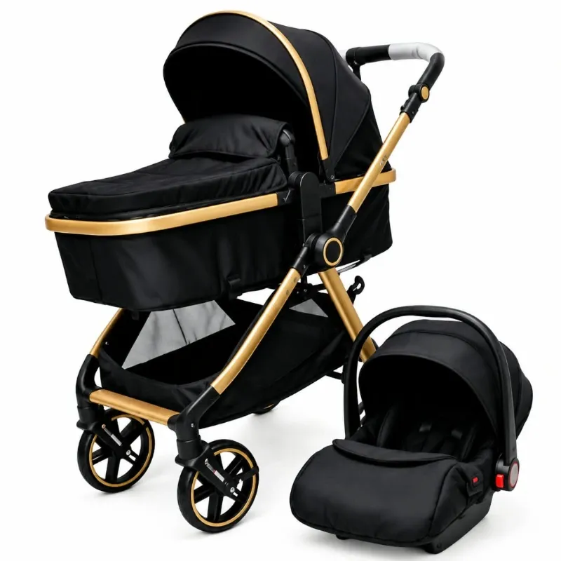 Coche Cuna con Cesta Negro