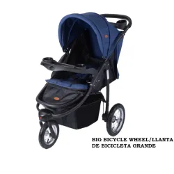 Coche de Paseo Infantil Azul con Llantas Grandes