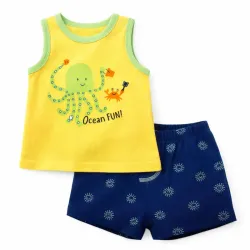 Conjunto Amarillo y Azul con Camiseta sin Mangas y Short para Niño