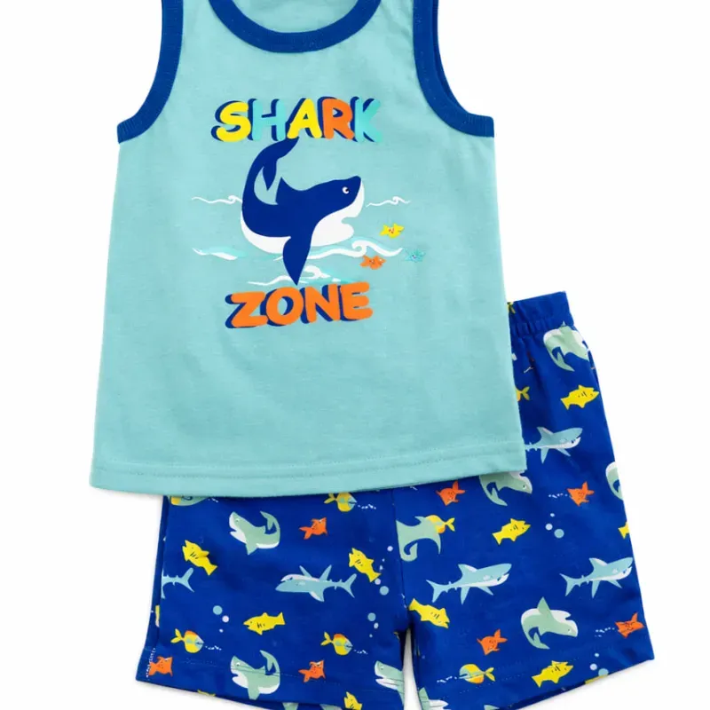 Conjunto Azul con Camiseta Tiburón y Short para Bebé