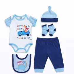 Conjunto Azul de Body, Pantalón y Accesorios