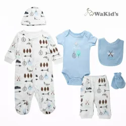 Conjunto Azul y Blanco con Body y Pijama para Bebé