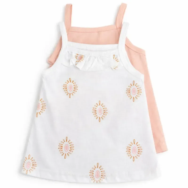 Conjunto Blanco y Durazno con Vestido y Blusa para Bebé