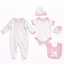 Conjunto Blanco y Rosa con Body, Enterizo y Accesorios