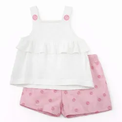 Conjunto Fisher Price Blanco y Rosa con Top y Short Estampados 