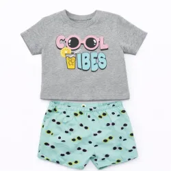 Conjunto Cool Vibes Gris y Celeste con Pullover y Short 