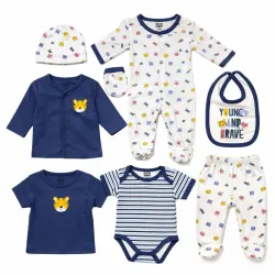 Conjunto Azul y Blanco de Pullover, Body, Abrigo, Pantalón, Enterizos y Accesorios para Bebé