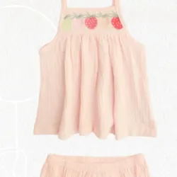 Conjunto de Blusa, Bloomers y Cinta para Bebé