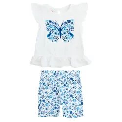 Conjunto de Blusa y Short para Bebé Con Estampado de Mariposas/Flores