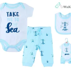 Conjunto de Body, Pantalón y Babero para Bebé Temática Faros