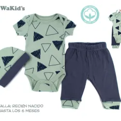 Conjunto de Body, Pantalón y Babero para Bebé Temática Triángulos