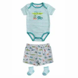 Conjunto de Body, Short y Calcetines con Animales