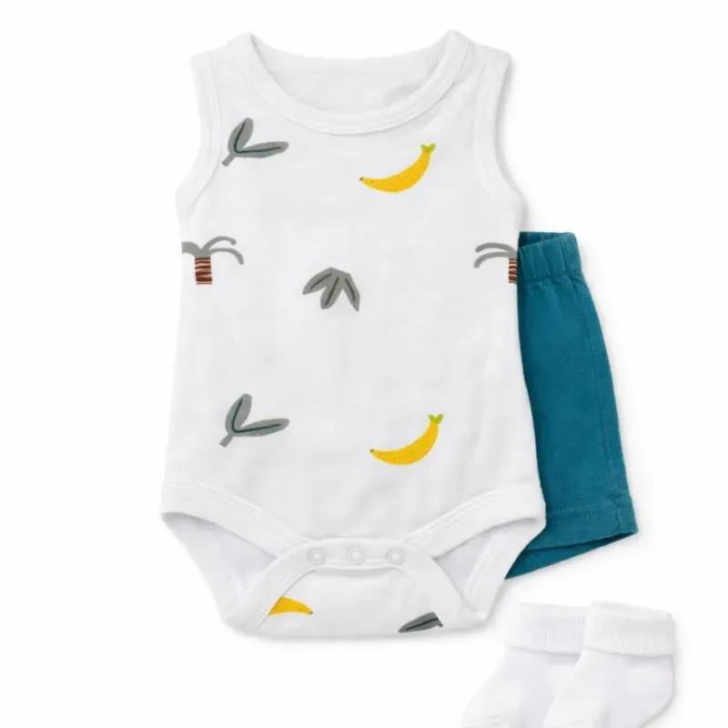 Conjunto de Body Tropical, Short y Calcetines para Bebé