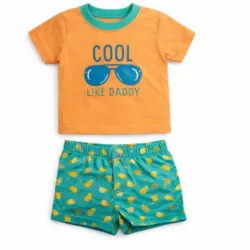 Conjunto de Pullover Naranja Cool Like Dad y Short Verde