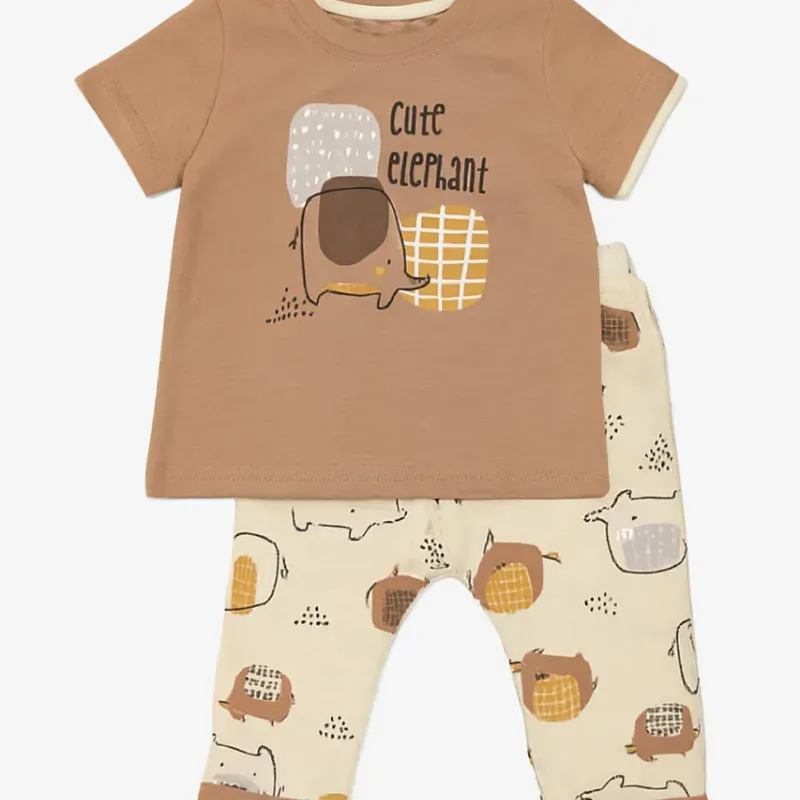 Conjunto de Camiseta y Pantalón con Elefantes
