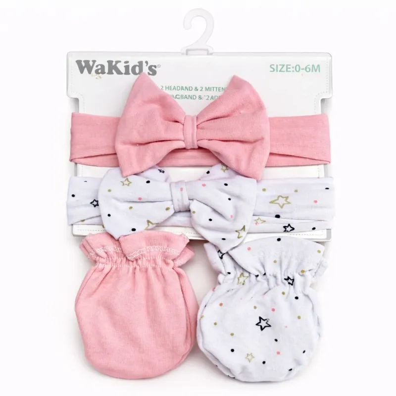 Conjunto de Cintas y Manoplas para Bebé con Estampados Simples
