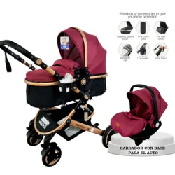 Conjunto de Coche y Silla de Auto Reversible Vino