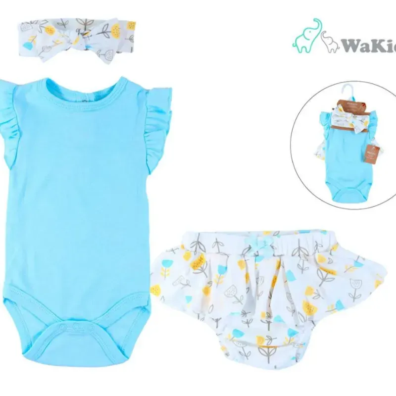 Conjunto de Enterizo, Bloomers y Cinta para Bebé Temática Flores