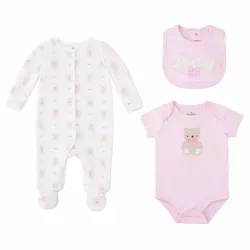 Conjunto de Enterizo, Body y Babero Rosado